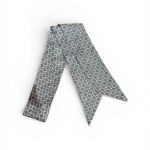 Vintage Ginnie Johansen Silk Tie | 1980s Retro Neat Print Teal & Burgundy